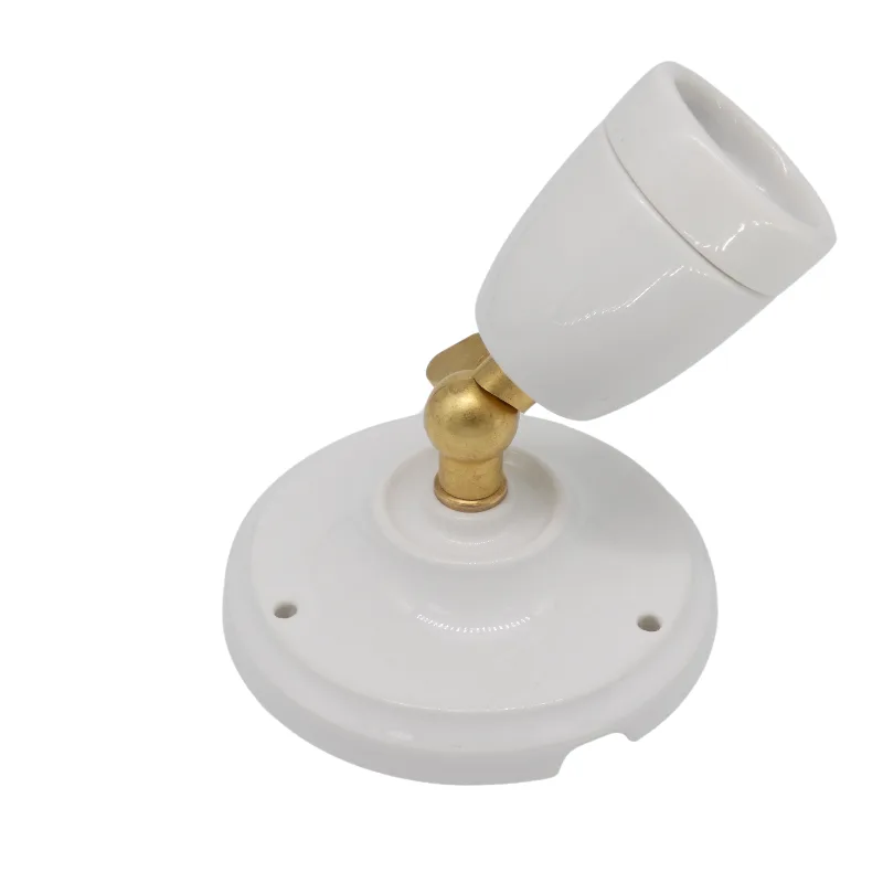 Aplique vintage blanco ceramico rotula laton