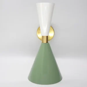 Aplique de pared mid century blanco y verde oliva