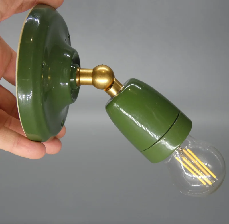 aplique ceramico lur verde con bombilla