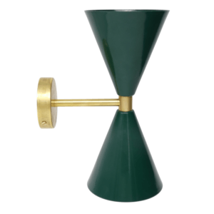 aplique vintage dos conos medianos verde botella