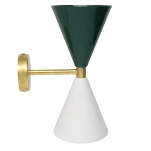 aplique vintage dos conos medianos verde botella y blanco