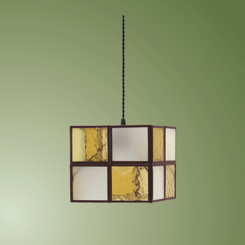 LAMPARA GRANADINA COLGANTE CUBO CALDERA CATEDRAL OPALINA Lámpara colgante Cubo caldera catedral opalina