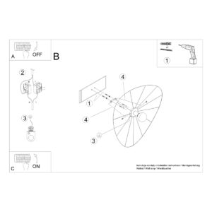 partes de la Lámpara de pared / Lámpara de techo ESKOLA 70 negro instalada