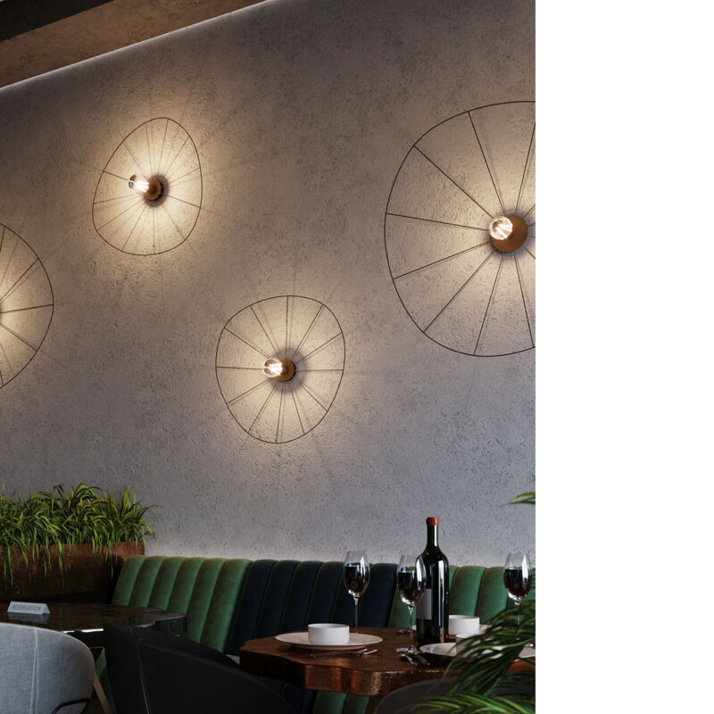 sollux lamparas eskola de pared instaladas en un restaurante