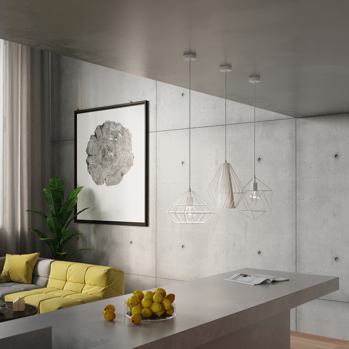 Lámpara colgante UMBERTO blanco instalada Lámpara colgante UMBERTO blanco instalada