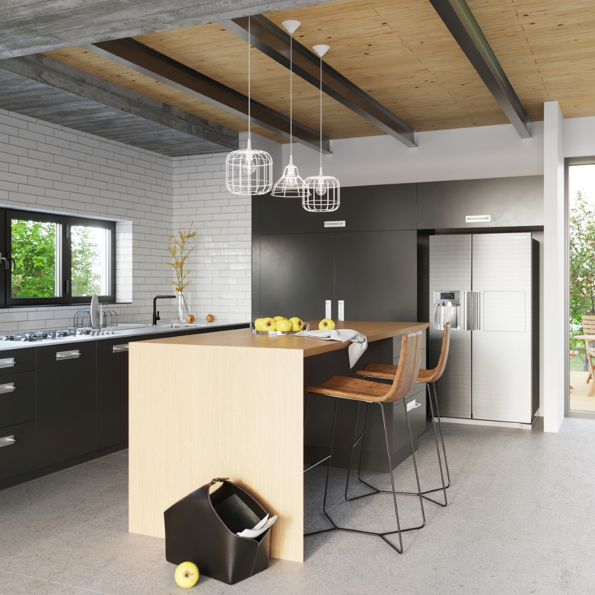 Lámpara colgante CELTA blanca instalada Lámpara colgante CELTA blanca instalada