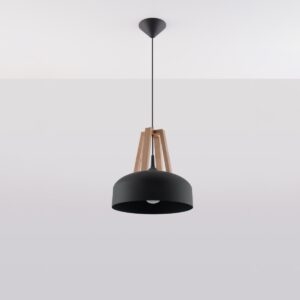 Lámpara colgante CASCO negro/madera natural precio