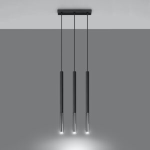 Lámpara colgante MOZAICA 3L negro/cromo encendida