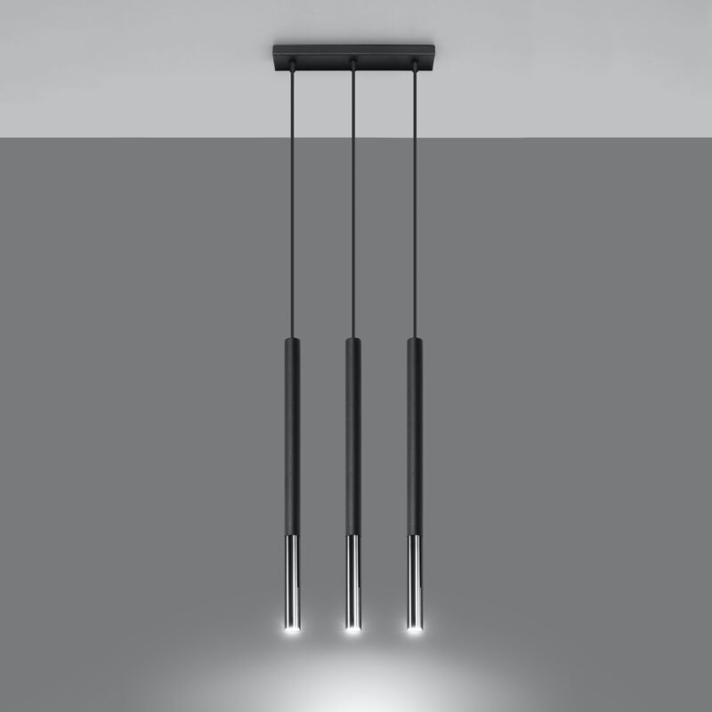 Lámpara colgante MOZAICA 3L negro/cromo encendida