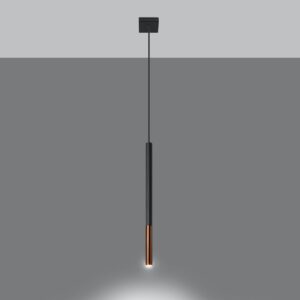 Lámpara colgante MOZAICA 1 negro/cobre encendida