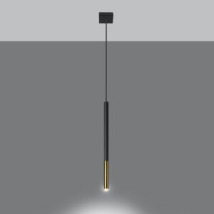 Lámpara colgante MOZAICA 1 negra/dorada encendida