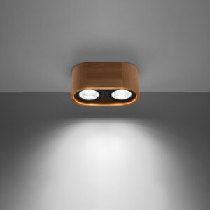 Lámpara de techo BASIC 2 de madera natural encendida