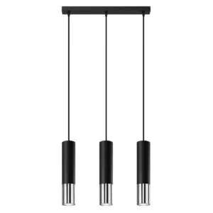 Lámpara colgante LOOPEZ 3L negro/cromo