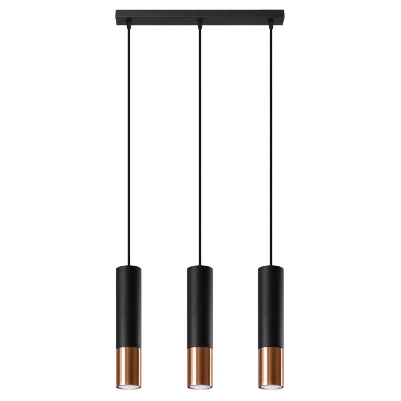 Lámpara colgante LOOPEZ 3L negro/cobre