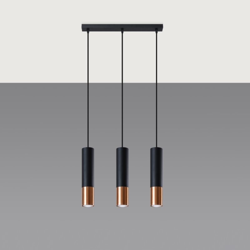 Lámpara colgante LOOPEZ 3L negro/cobre precio