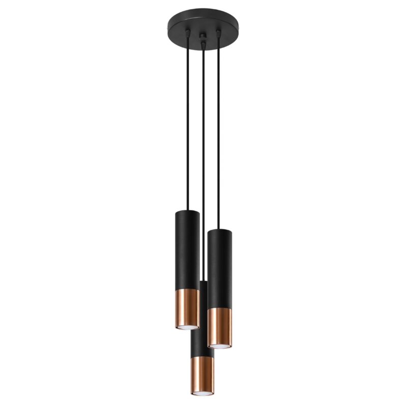 Lámpara colgante LOOPEZ 3P negro/cobre