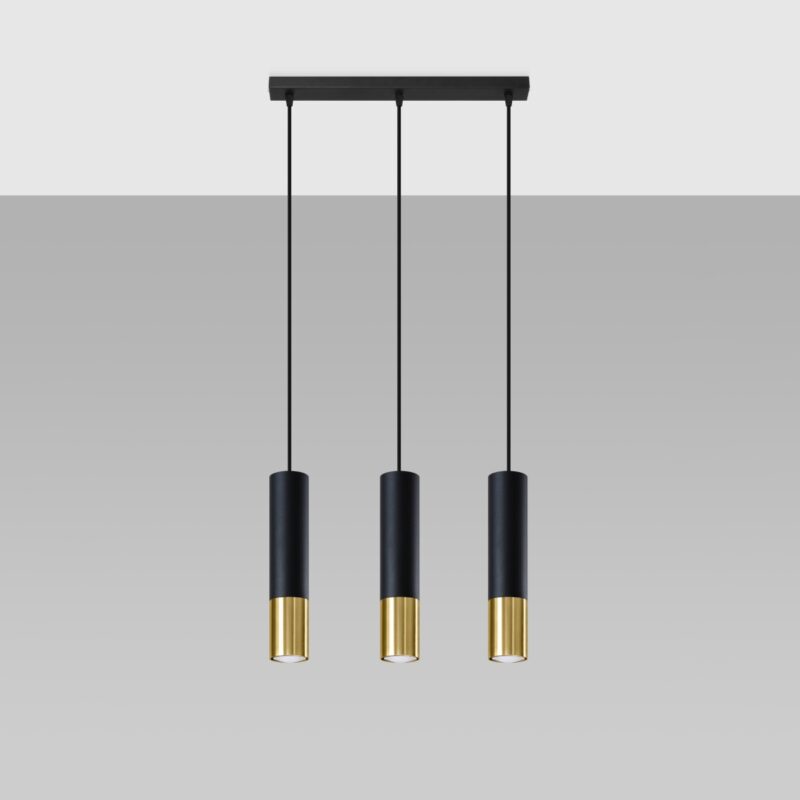 Lámpara colgante LOOPEZ 3L negro/dorado precio