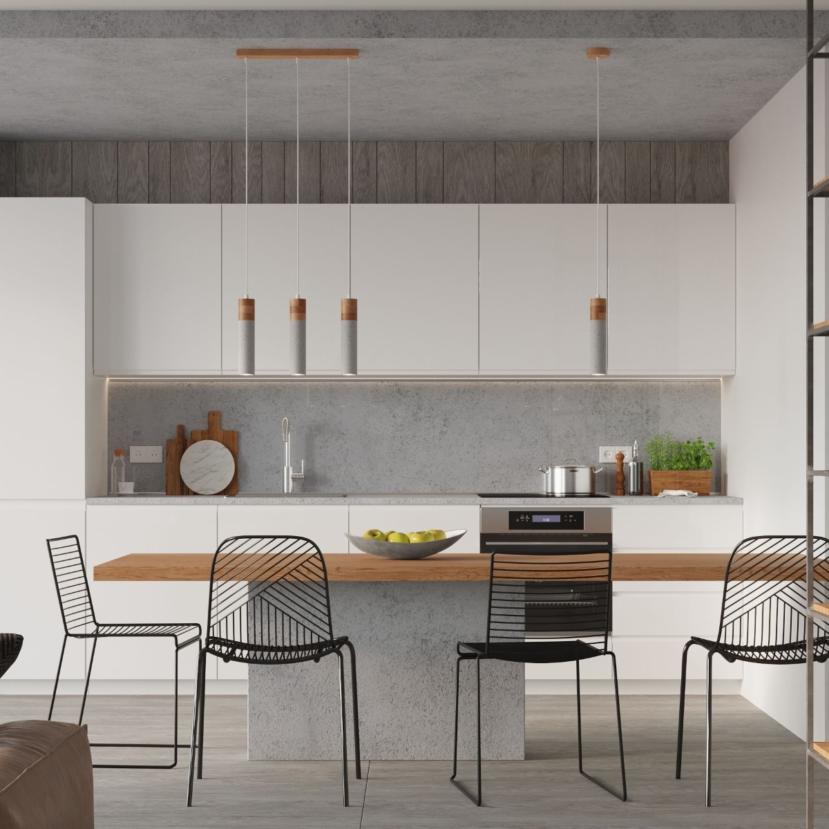 Lámpara colgante ZANE 1 gris instalada Lámpara colgante ZANE 1 gris instalada