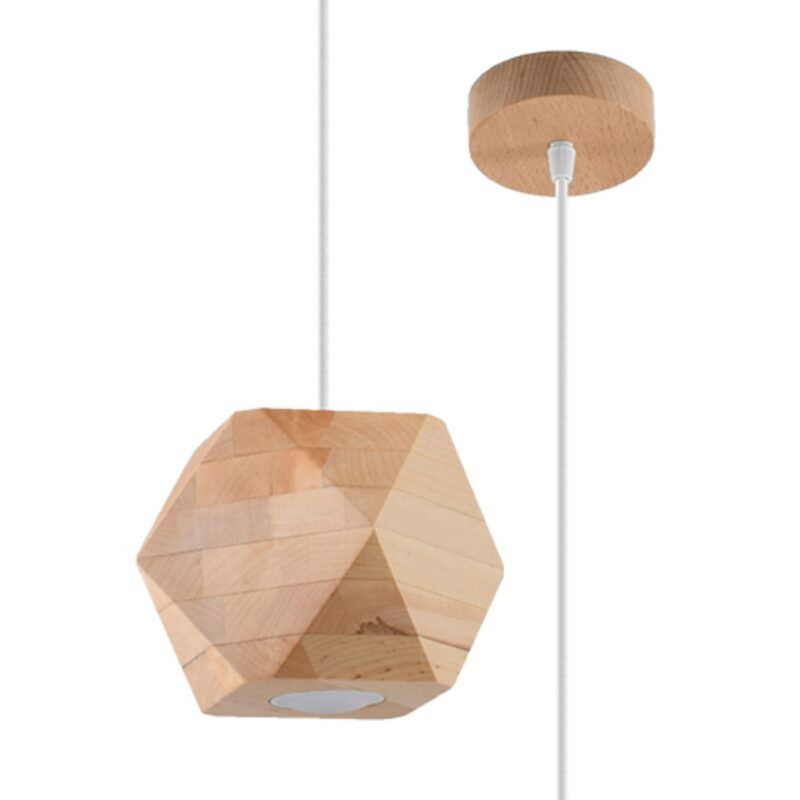 Lámpara colgante de madera natural WOODY