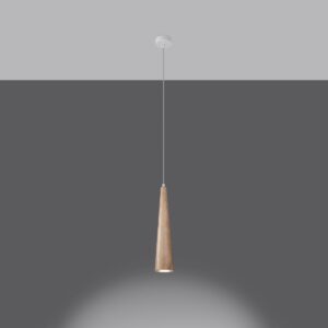 Lámpara colgante SULA 1 de madera natural encendida