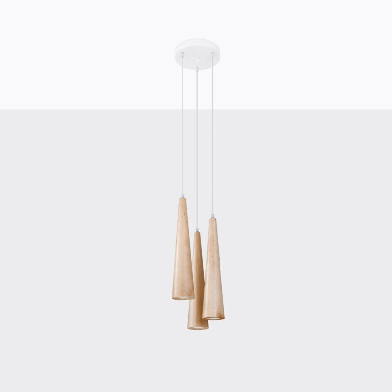Lámpara colgante SULA 3P de madera natural precio