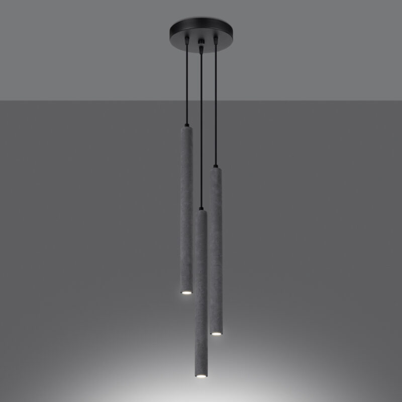 Lámpara tubular colgante PASTELO 3P de hormigon
