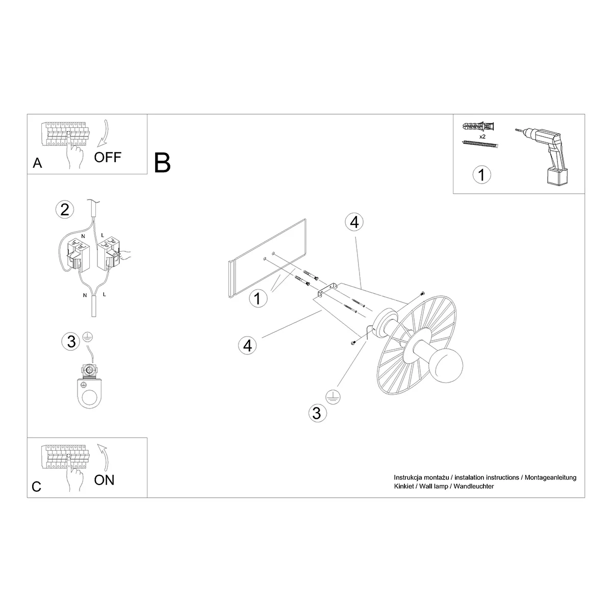Lámpara de pared / Lámpara de techo SIRKEL 30 negro despiece