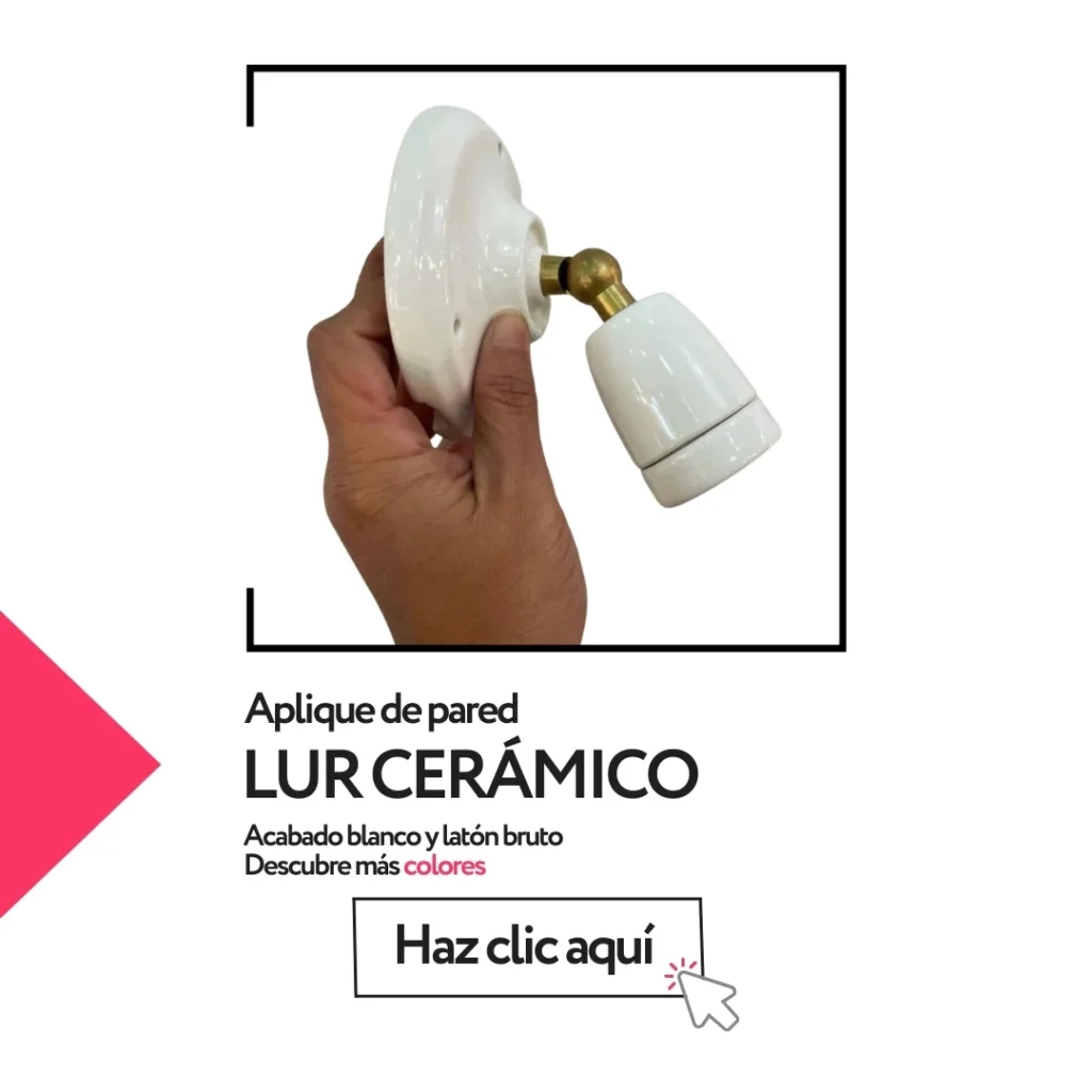 Aplique de pared LUR cerámico blanco y latón bruto. Descubre más colores