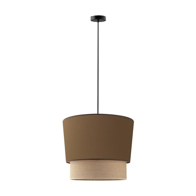 lampara-de-techo-yute-pantalla-tela-marron-olena-doble-45-cm