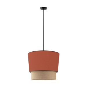 lampara-de-techo-yute-pantalla-tela-terracota-olena-doble-45-cm