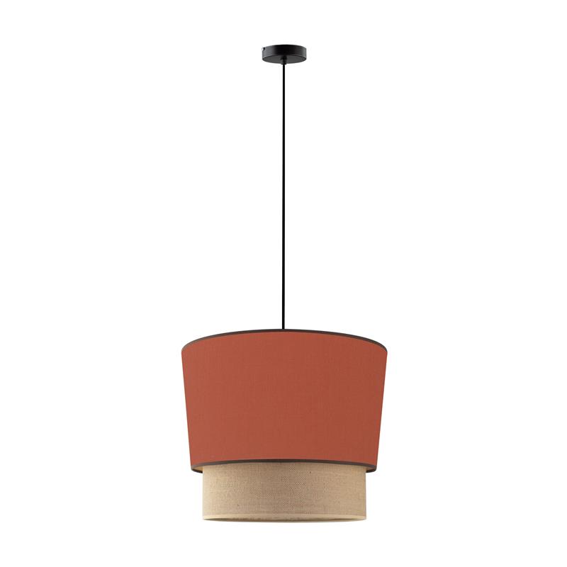 lampara-de-techo-yute-pantalla-tela-terracota-olena-doble-45-cm