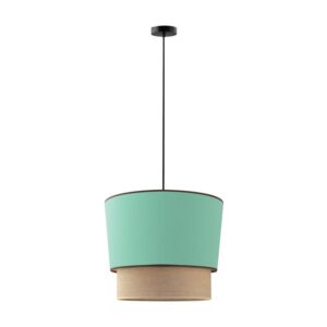 lampara-de-techo-yute-pantalla-tela-verde-azulada-olena-doble-35-cm