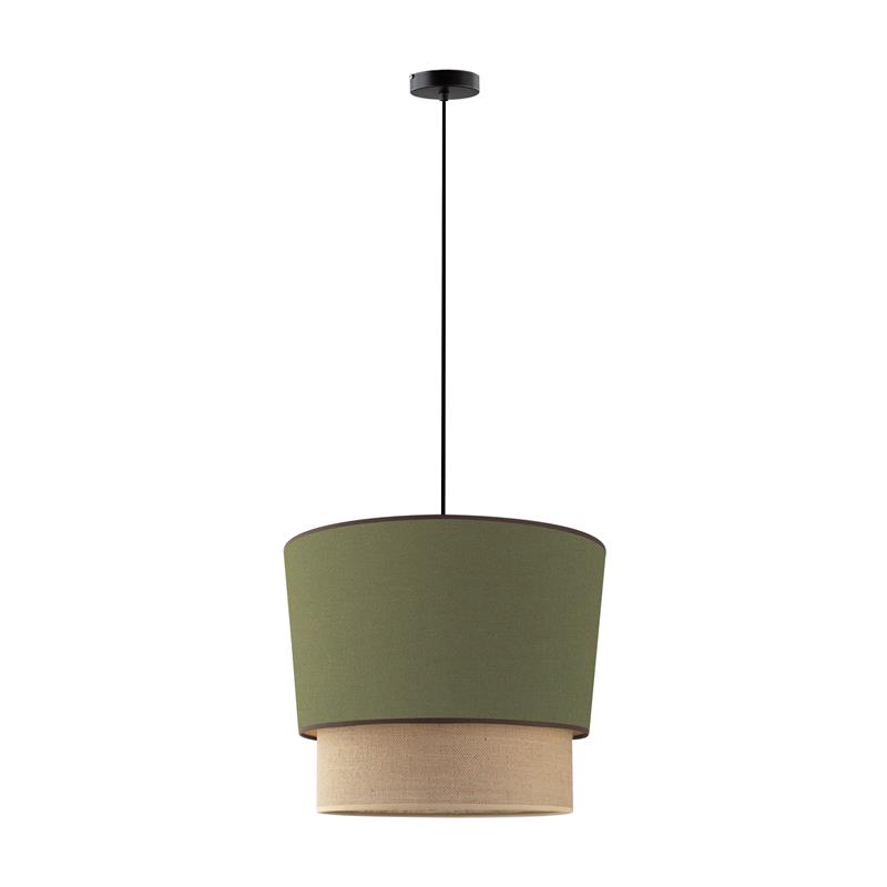lampara-de-techo-yute-pantalla-tela-verde-oliva-olena-doble-45-cm