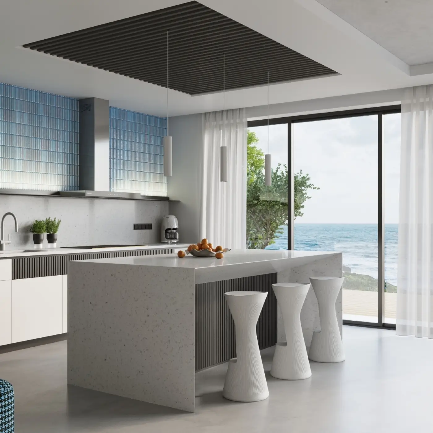 Lampara colgante tubo karbon 1 en cocina Lampara colgante tubo karbon 1 en cocina