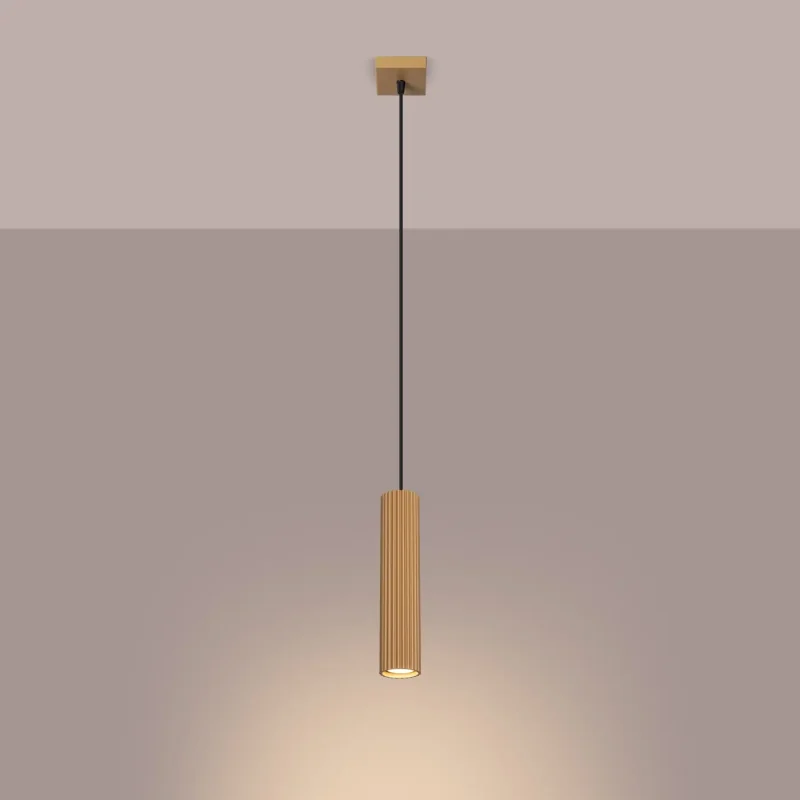 Lampara colgante tubo karbon 1 encendida