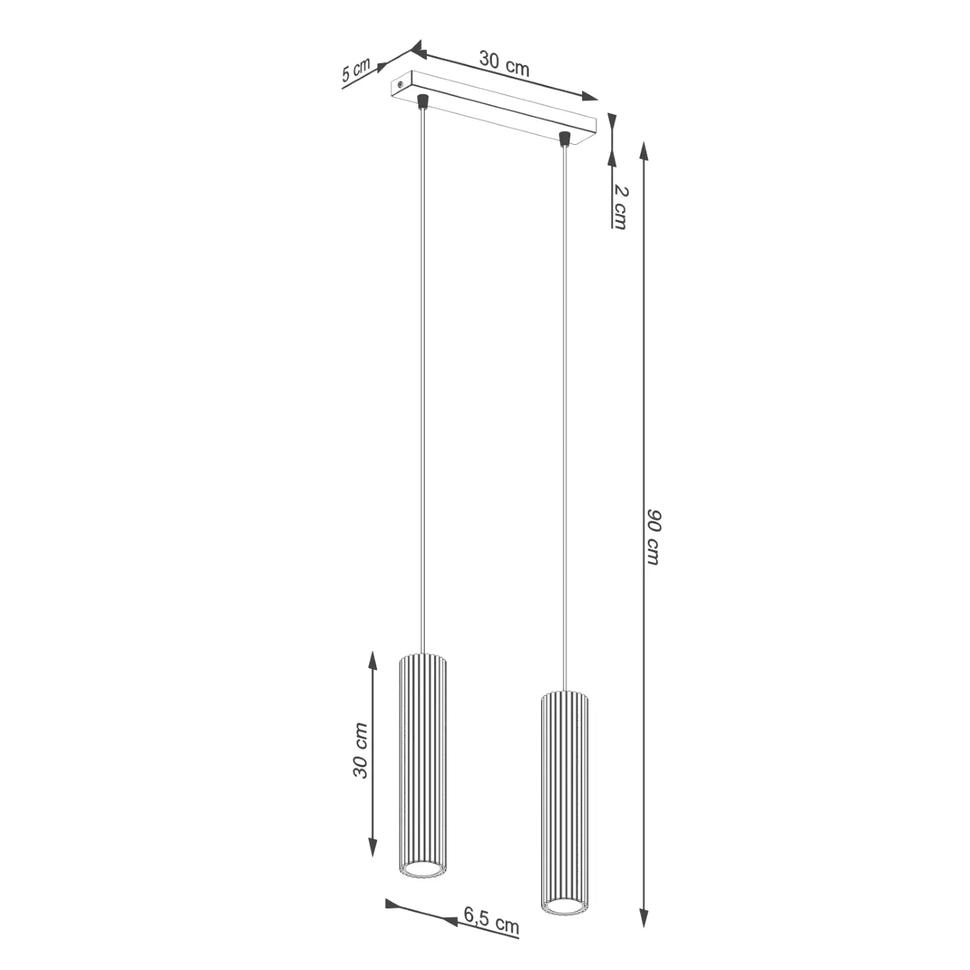 Lampara colgante tubo karbon 2 medidas Lampara colgante tubo karbon 2 medidas