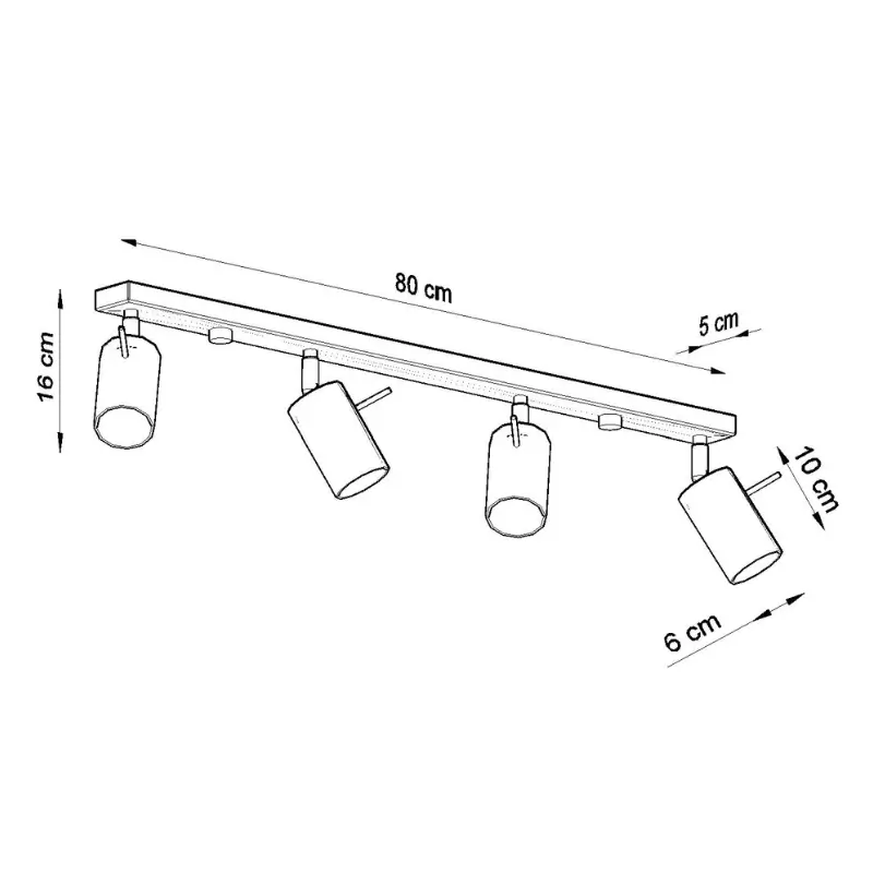 FOCOS medidas regleta de 4 focos Ring 4 de sollux FOCOS medidas regleta de 4 focos Ring 4 de sollux