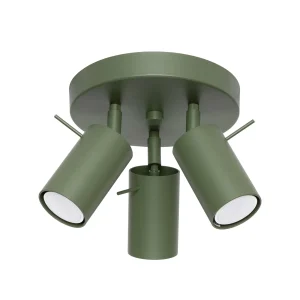 PLAFON 3 FOCOS VERDE OLIVA RING