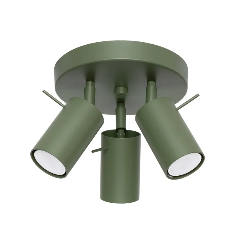 PLAFON 3 FOCOS VERDE OLIVA RING