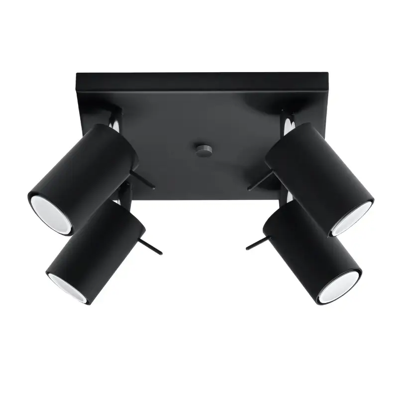 plafon de techo con 4 focos orientables ring 4 color negro