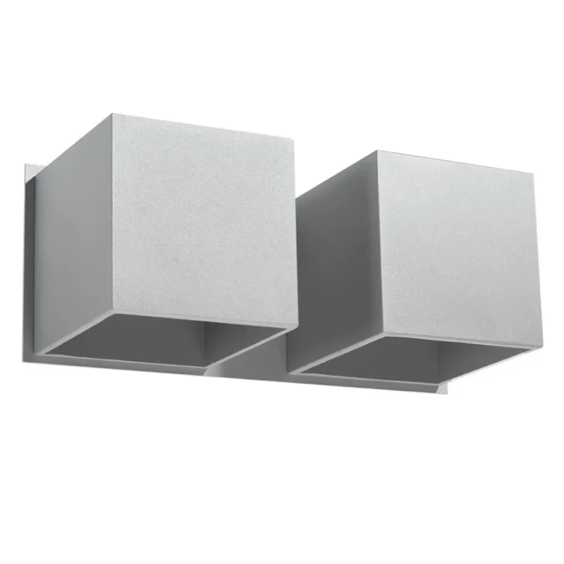 APLIQUE DE PARED GRIS CUADRADO DOBLE QUAD 2
