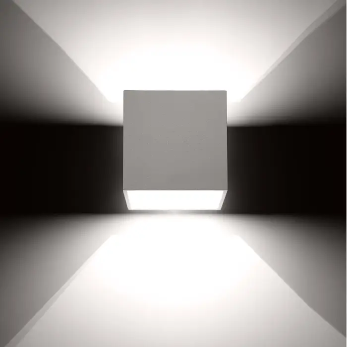 APLIQUE PARED BLANCO CUADRADO ENCENDIDO