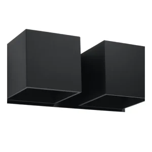 Aplique de pared negro Quad 2 dos luces