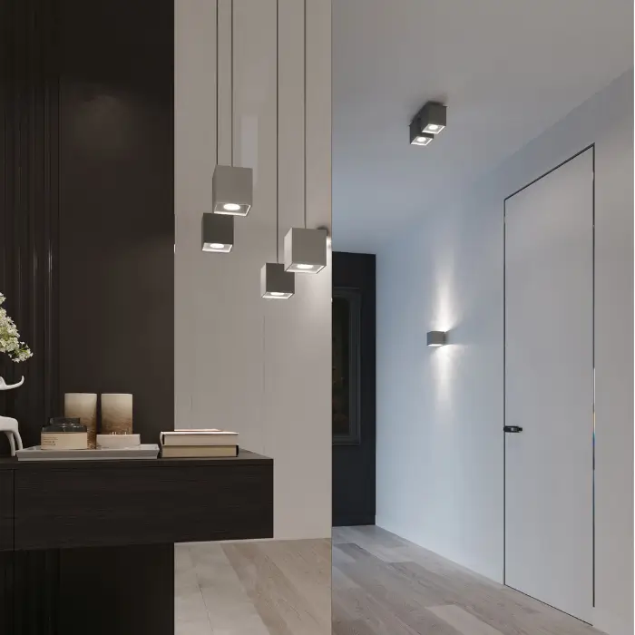 aplique pared cuadrado elegante gris quad 1 sollux