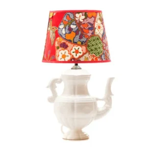 lampara tetera con tela japonesa centro ceramico talavera lamparas molonas
