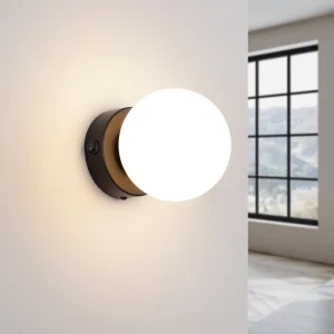aplique de pared negro yoli 1 encendido