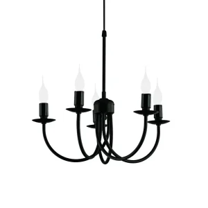 lampara-colgante-candelabro-5-luces-negro