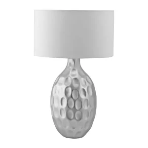lampara de ceramica gris con pantalla