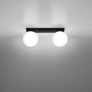 lampara de techo negra yoli 2 encendida