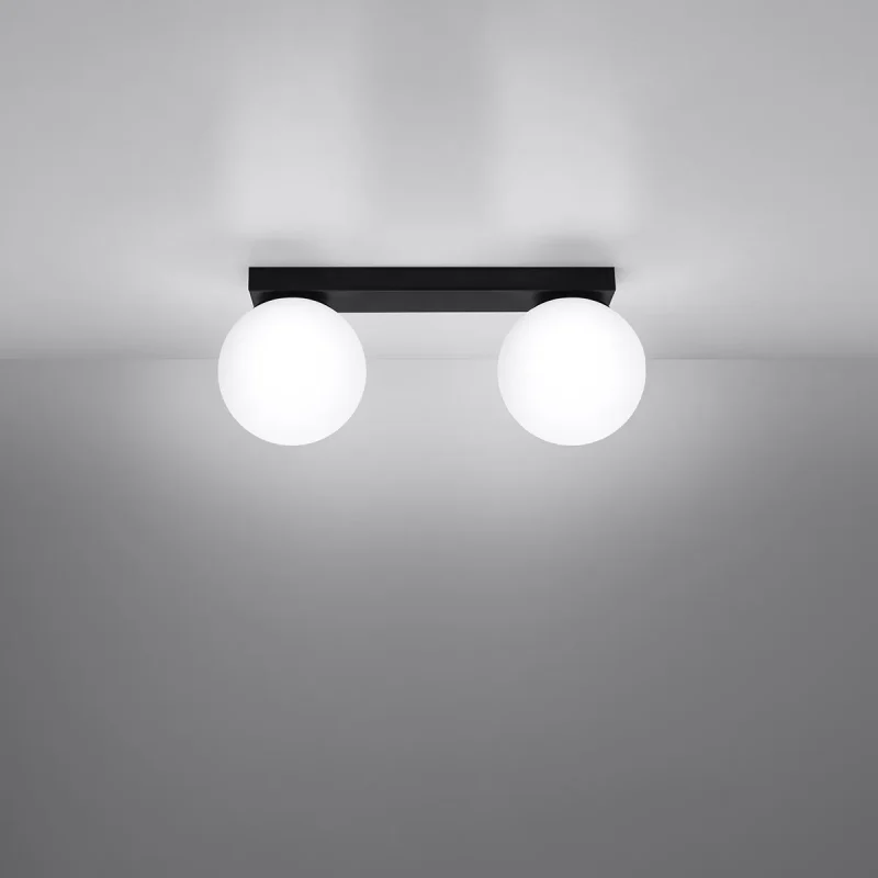 lampara de techo negra yoli 2 encendida